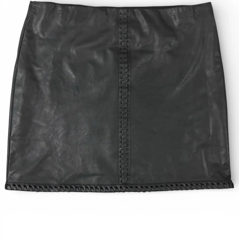 INC International Concepts Black Faux Leather Mini Skirt